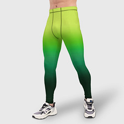 Тайтсы мужские Градиент укропное зеленое омбре, цвет: 3D-принт — фото 2