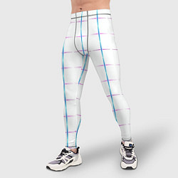 Тайтсы мужские Color white blue stripes, цвет: 3D-принт — фото 2