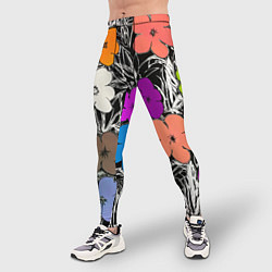 Тайтсы мужские Уорхол цветы флуоресцент поп-арт, цвет: 3D-принт — фото 2