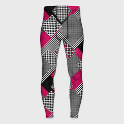 Тайтсы мужские Красно черная абстрактная геометрия пэчворк, цвет: 3D-принт