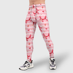 Тайтсы мужские Красные шарики-собачки на розовых полосках, цвет: 3D-принт — фото 2