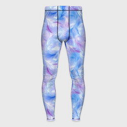 Мужские тайтсы Узор из голубых и сиреневых перьев