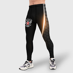 Тайтсы мужские Герб России и неоновая линия, цвет: 3D-принт — фото 2