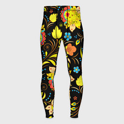 Тайтсы мужские Хохлома узор, цвет: 3D-принт