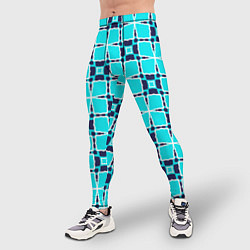 Тайтсы мужские Абстрактная решетка на бирюзовом, цвет: 3D-принт — фото 2