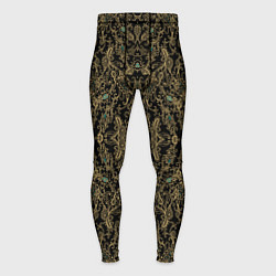 Тайтсы мужские Славяно - русский орнамент узоры с позолотой, цвет: 3D-принт