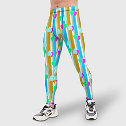 Тайтсы мужские Полосатый с сердечками ретро в горошек, цвет: 3D-принт — фото 2