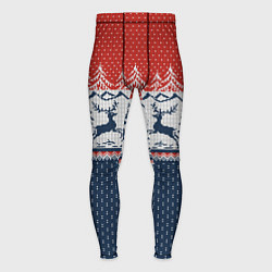Тайтсы мужские Вязаный узор с оленями, цвет: 3D-принт