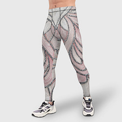 Тайтсы мужские Нежно розовый орнамент из перьев, цвет: 3D-принт — фото 2