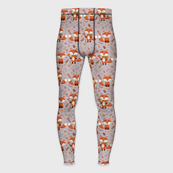 Тайтсы мужские Лиса с цветами и листьями паттерн, цвет: 3D-принт