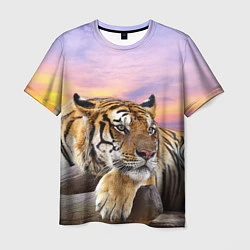 Футболка мужская Тигр на закате, цвет: 3D-принт
