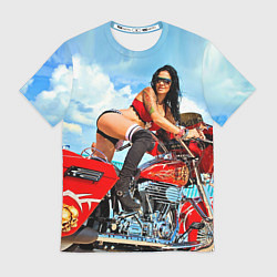 Футболка мужская Sexy girl on red bike, цвет: 3D-принт
