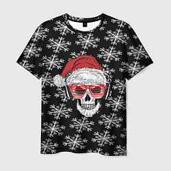 Футболка мужская Santa Skull хипстер, цвет: 3D-принт