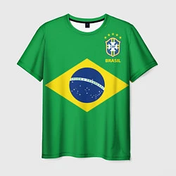Футболка мужская Сборная Бразилии: зеленая, цвет: 3D-принт
