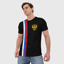 Футболка мужская Россия: Линия триколор, цвет: 3D-принт — фото 2