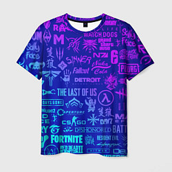 Мужская футболка Неоновые геймерские лого