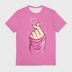 Футболка мужская Знак любви - розовое сердце, цвет: 3D-принт