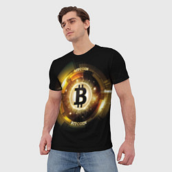 Футболка мужская Золотой биткоин мерцающий, цвет: 3D-принт — фото 2