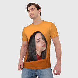 Футболка мужская BILLIE EILISH: Orange Mood, цвет: 3D-принт — фото 2