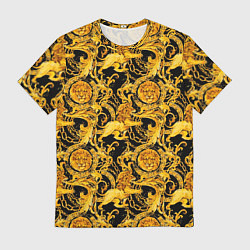 Мужская футболка Львы золотые узоры