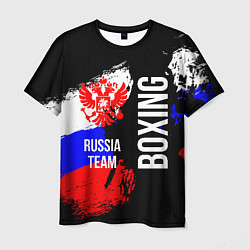 Футболка мужская Boxing Russia Team и герб РФ, цвет: 3D-принт