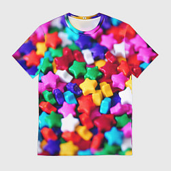 Футболка мужская Разноцветные звездочки звезды, цвет: 3D-принт