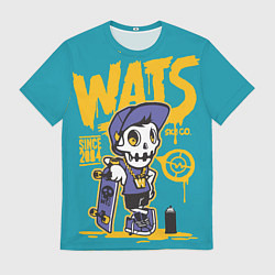 Футболка мужская Граффити Wats череп в кепке, цвет: 3D-принт