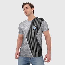 Футболка мужская BMW - emblem - metal - texture, цвет: 3D-принт — фото 2