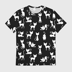 Мужская футболка КОШКИ БЕЛОЕ НА ЧЕРНОМ