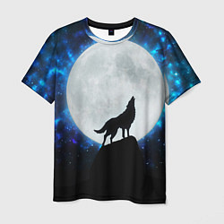Футболка мужская Волк воющий на луну, цвет: 3D-принт