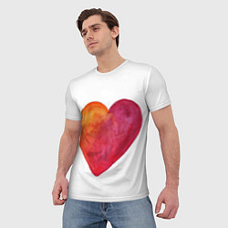 Футболка мужская Акварельное сердце, цвет: 3D-принт — фото 2