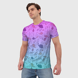 Футболка мужская Котики в полете, цвет: 3D-принт — фото 2