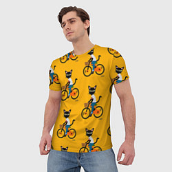 Футболка мужская Котики на велосипедах, цвет: 3D-принт — фото 2