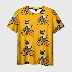 Футболка мужская Котики на велосипедах, цвет: 3D-принт