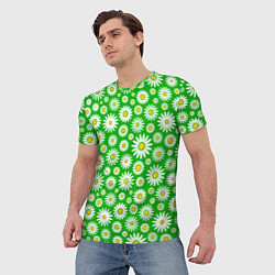 Футболка мужская Ромашки на зелёном фоне, цвет: 3D-принт — фото 2