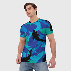 Футболка мужская Акулы паттерн, цвет: 3D-принт — фото 2