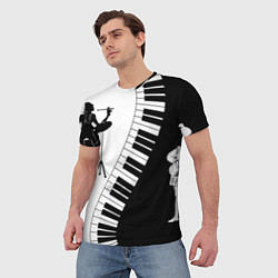 Футболка мужская Черно Белое пианино, цвет: 3D-принт — фото 2