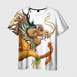 Футболка мужская Желтый китайский дракон 3D, цвет: 3D-принт