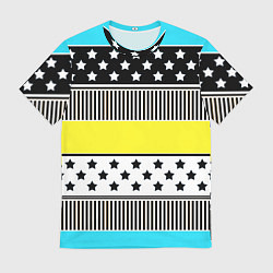 Футболка мужская Неоновый яркий полосатый узор, цвет: 3D-принт