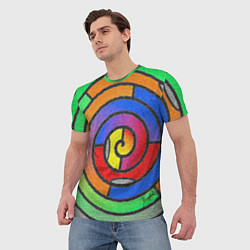 Футболка мужская Маечная спираль мозаика, цвет: 3D-принт — фото 2