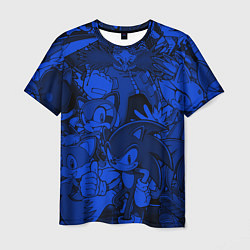 Футболка мужская SONIC BLUE PATTERN СИНИЙ ЁЖ, цвет: 3D-принт