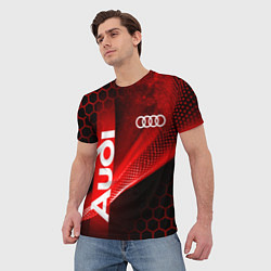 Футболка мужская AUDI АУДИ SPORT СПОРТ RED AND BLACK, цвет: 3D-принт — фото 2