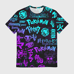 Мужская футболка ANIME LOGOBOMBING NEON НЕОН ЛОГО АНИМЕ