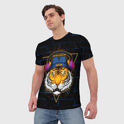 Футболка мужская Тигр в наушниках SWAG, цвет: 3D-принт — фото 2