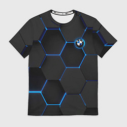 Футболка мужская BMW blue neon theme, цвет: 3D-принт