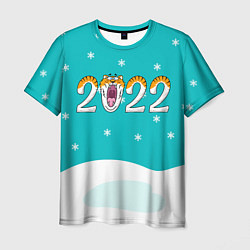 Футболка мужская Надпись 2022 Новый год, цвет: 3D-принт