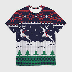 Футболка мужская СВИТЕР С ОЛЕНЯМИ DEER SWEATER, цвет: 3D-принт