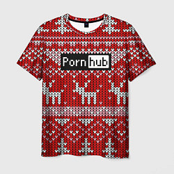 Футболка мужская Porn Hub новогодний, цвет: 3D-принт