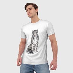 Футболка мужская Сидящая белая тигрица, цвет: 3D-принт — фото 2