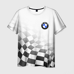 Футболка мужская BMW, БМВ СПОРТ, ФИНИШНЫЙ ФЛАГ, цвет: 3D-принт
